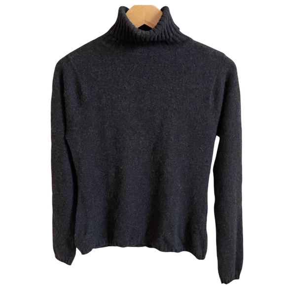 100% Cashmere Turtleneck Sweater In Charcoal Grey Size Large - Picture 1 of 7